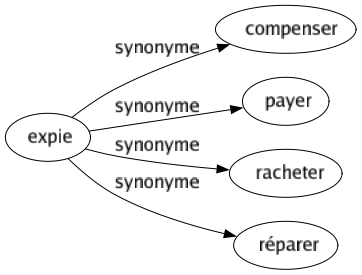 Synonyme de Expie : Compenser Payer Racheter Réparer 