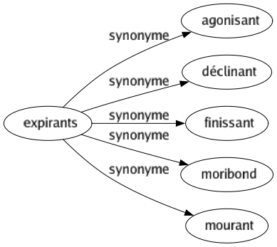 Synonyme de Expirants : Agonisant Déclinant Finissant Moribond Mourant 