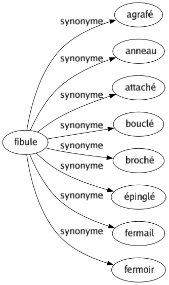 Synonyme de Fibule : Agrafé Anneau Attaché Bouclé Broché Épinglé Fermail Fermoir 