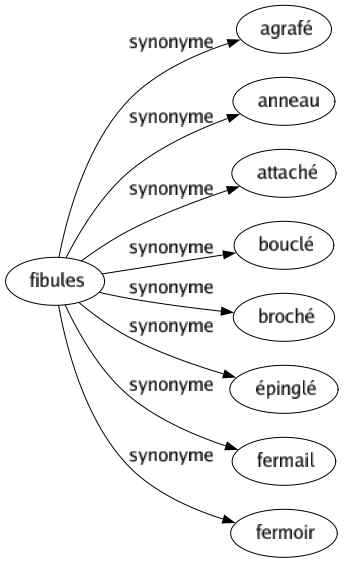 Synonyme de Fibules : Agrafé Anneau Attaché Bouclé Broché Épinglé Fermail Fermoir 