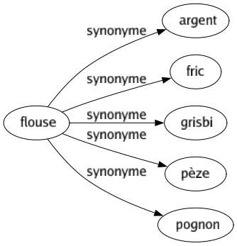 Synonyme de Flouse : Argent Fric Grisbi Pèze Pognon 