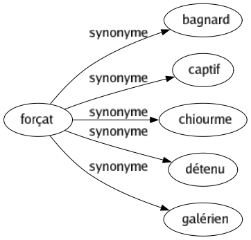 Synonyme de Forçat : Bagnard Captif Chiourme Détenu Galérien 