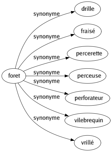 Synonyme de Foret : Drille Fraisé Percerette Perceuse Perforateur Vilebrequin Vrillé 