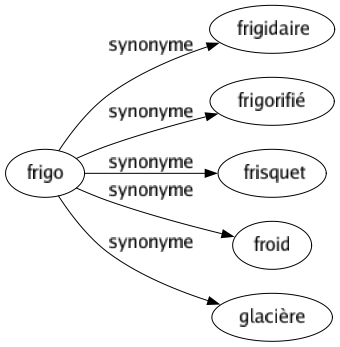 Synonyme de Frigo : Frigidaire Frigorifié Frisquet Froid Glacière 