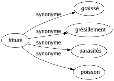 Synonyme de Friture : Graissé Grésillement Parasités Poisson 