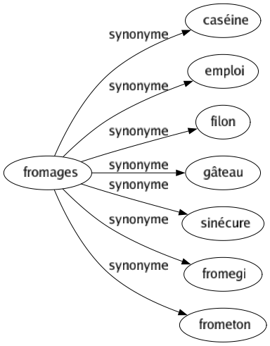 Synonyme de Fromages : Caséine Emploi Filon Gâteau Sinécure Fromegi Frometon 