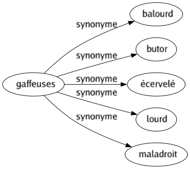 Synonyme de Gaffeuses : Balourd Butor Écervelé Lourd Maladroit 