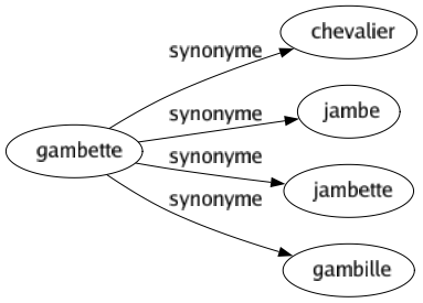 Synonyme de Gambette : Chevalier Jambe Jambette Gambille 