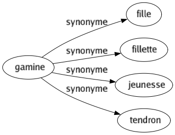 Synonyme de Gamine : Fille Fillette Jeunesse Tendron 