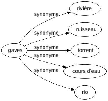 Synonyme de Gaves : Rivière Ruisseau Torrent Cours d'eau Rio 