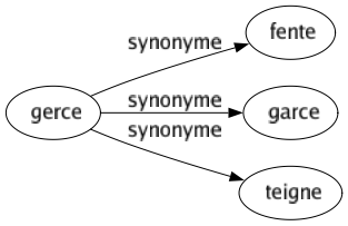 Synonyme de Gerce : Fente Garce Teigne 