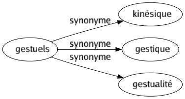 Synonyme de Gestuels : Kinésique Gestique Gestualité 