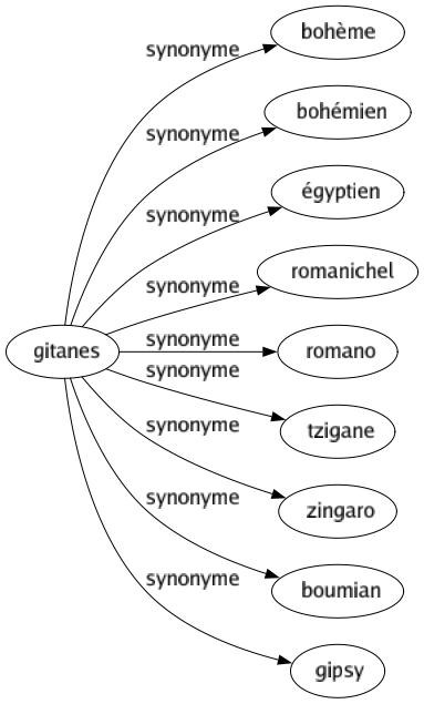 Synonyme de Gitanes : Bohème Bohémien Égyptien Romanichel Romano Tzigane Zingaro Boumian Gipsy 