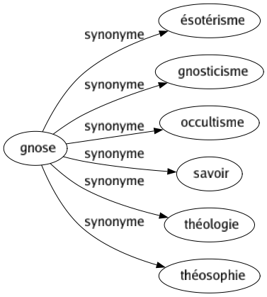 Synonyme de Gnose : Ésotérisme Gnosticisme Occultisme Savoir Théologie Théosophie 