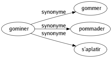 Synonyme de Gominer : Gommer Pommader S'aplatir 