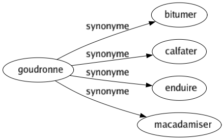 Synonyme de Goudronne : Bitumer Calfater Enduire Macadamiser 