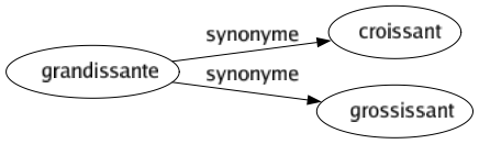 Synonyme de Grandissante : Croissant Grossissant 