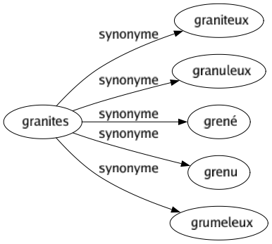 Synonyme de Granites : Graniteux Granuleux Grené Grenu Grumeleux 