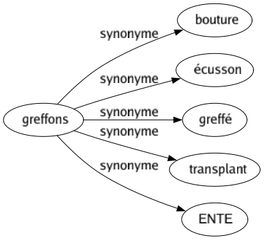 Synonyme de Greffons : Bouture Écusson Greffé Transplant Ente 