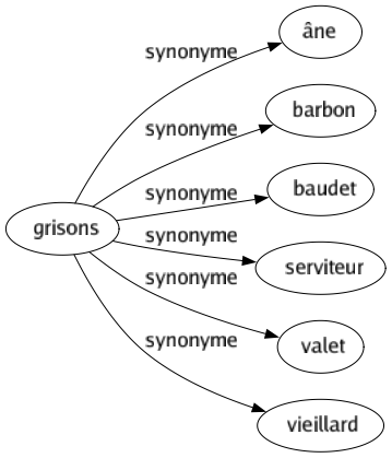 Synonyme de Grisons : Âne Barbon Baudet Serviteur Valet Vieillard 