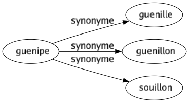 Synonyme de Guenipe : Guenille Guenillon Souillon 