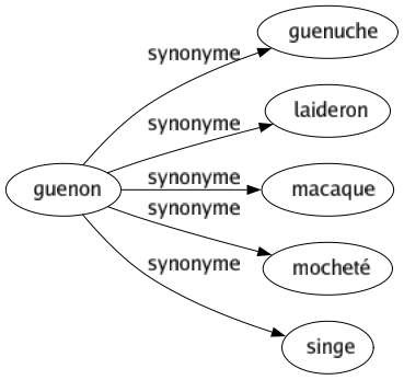 Synonyme de Guenon : Guenuche Laideron Macaque Mocheté Singe 