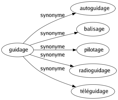 Synonyme de Guidage : Autoguidage Balisage Pilotage Radioguidage Téléguidage 