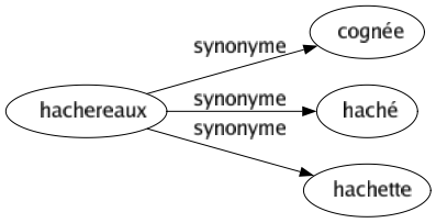 Synonyme de Hachereaux : Cognée Haché Hachette 