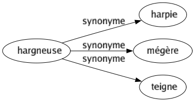 Synonyme de Hargneuse : Harpie Mégère Teigne 