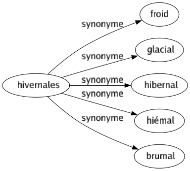 Synonyme de Hivernales : Froid Glacial Hibernal Hiémal Brumal 