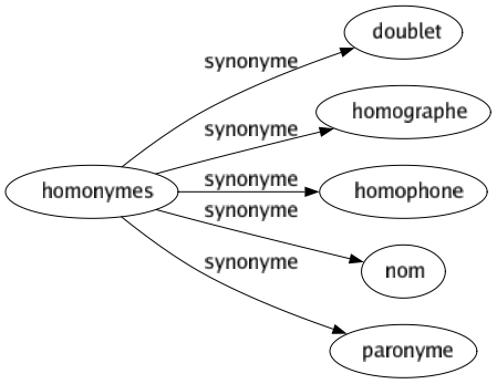 Synonyme de Homonymes : Doublet Homographe Homophone Nom Paronyme 