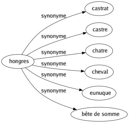 Synonyme de Hongres : Castrat Castre Chatre Cheval Eunuque Bête de somme 