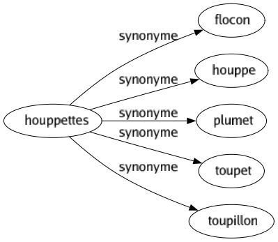 Synonyme de Houppettes : Flocon Houppe Plumet Toupet Toupillon 