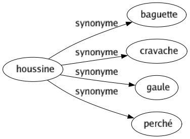 Synonyme de Houssine : Baguette Cravache Gaule Perché 