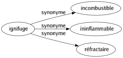 Synonyme de Ignifuge : Incombustible Ininflammable Réfractaire 