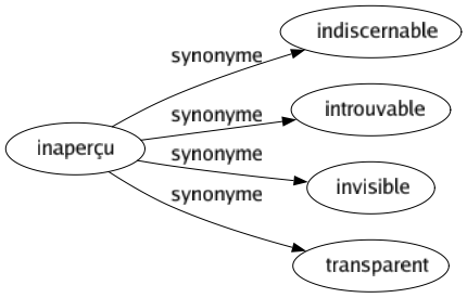 Synonyme de Inaperçu : Indiscernable Introuvable Invisible Transparent 