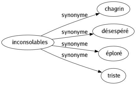 Synonyme de Inconsolables : Chagrin Désespéré Éploré Triste 