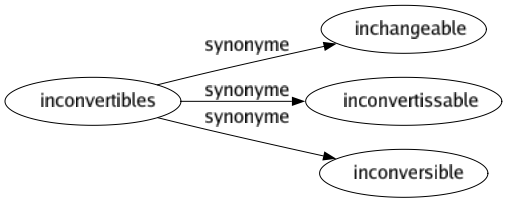 Synonyme de Inconvertibles : Inchangeable Inconvertissable Inconversible 