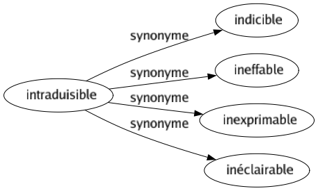Synonyme de Intraduisible : Indicible Ineffable Inexprimable Inéclairable 