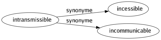 Synonyme de Intransmissible : Incessible Incommunicable 