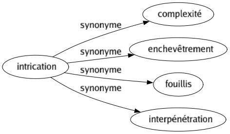 Synonyme de Intrication : Complexité Enchevêtrement Fouillis Interpénétration 