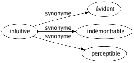 Synonyme de Intuitive : Évident Indémontrable Perceptible 