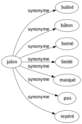 Synonyme de Jalon : Balisé Bâton Borné Limité Marqué Pas Repéré 