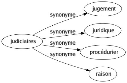 Synonyme de Judiciaires : Jugement Juridique Procédurier Raison 