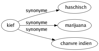 Synonyme de Kief : Haschisch Marijuana Chanvre indien 