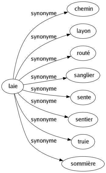 Synonyme de Laie : Chemin Layon Routé Sanglier Sente Sentier Truie Sommière 