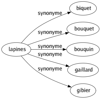 Synonyme de Lapines : Biquet Bouquet Bouquin Gaillard Gibier 