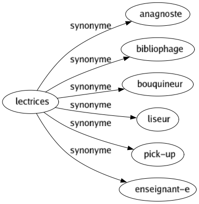 Synonyme de Lectrices : Anagnoste Bibliophage Bouquineur Liseur Pick-up Enseignant-e 