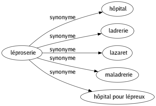 Synonyme de Léproserie : Hôpital Ladrerie Lazaret Maladrerie Hôpital pour lépreux 