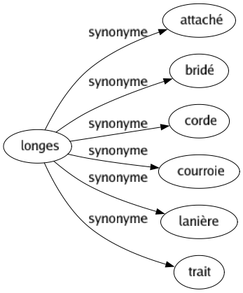 Synonyme de Longes : Attaché Bridé Corde Courroie Lanière Trait 